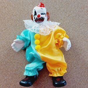 Handpainted Creepy Clown Doll Porcelain Bendable & Poseable Handmade 7"
